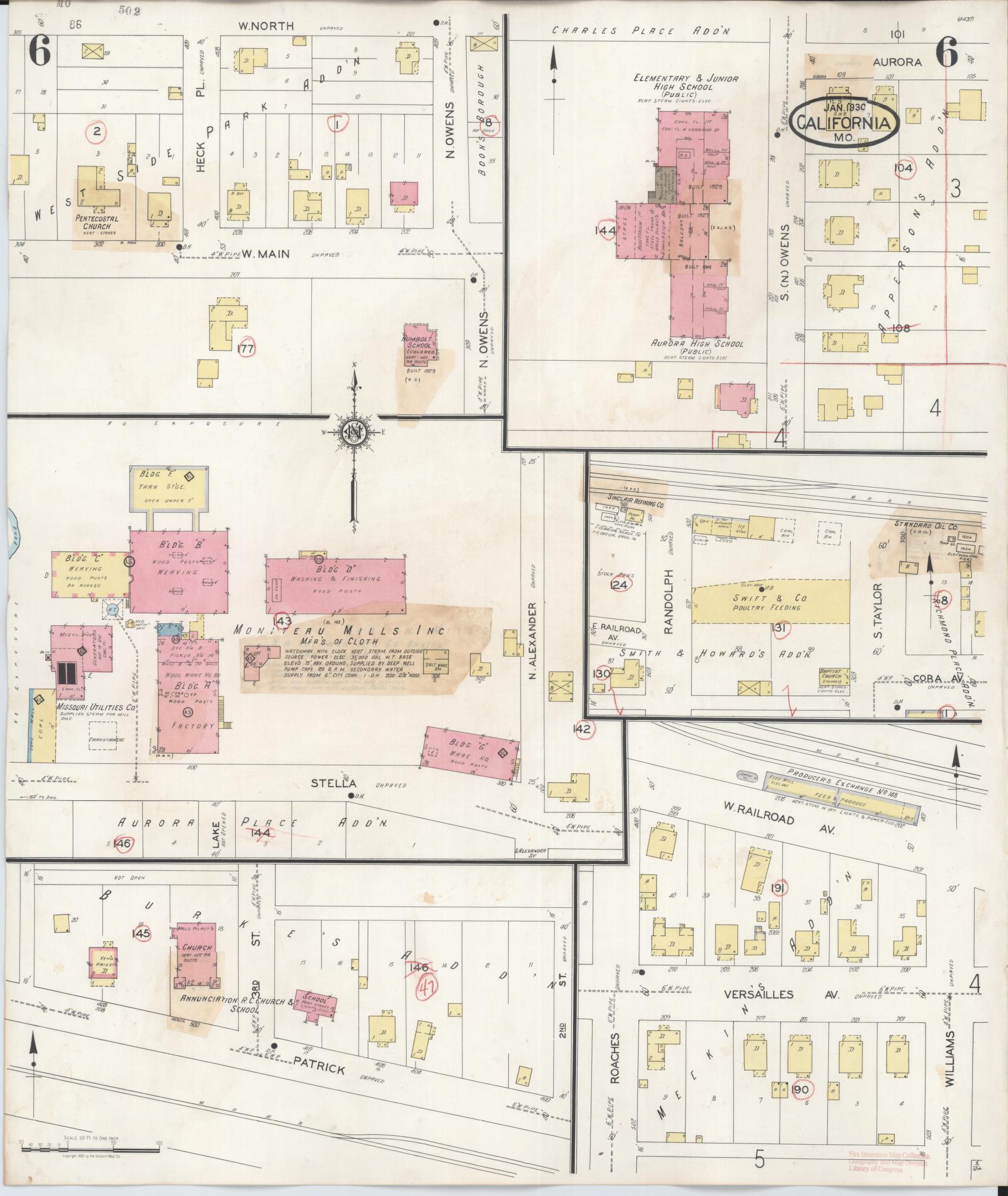 Sanborn Fire Insurance Map from California, Moniteau County, Missouri (1938), Sheet #0006 - Complete Map Set gallery image, historic Sanborn map, vintage wall art, California California