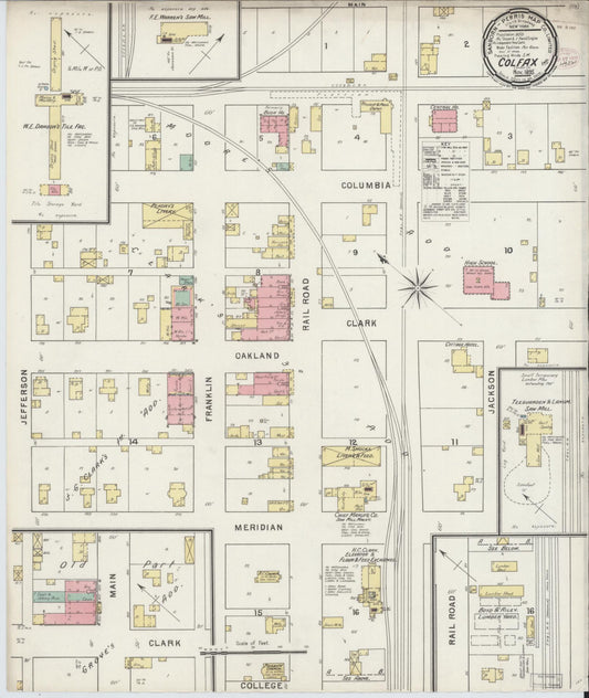 Sanborn Fire Insurance Map from Colfax, Clinton County, Indiana (1895), Sheet #0001 - Historic Sanborn Fire Insurance Map Print, vintage old map wall art, antique decor, genealogy gift, Indiana Indiana map
