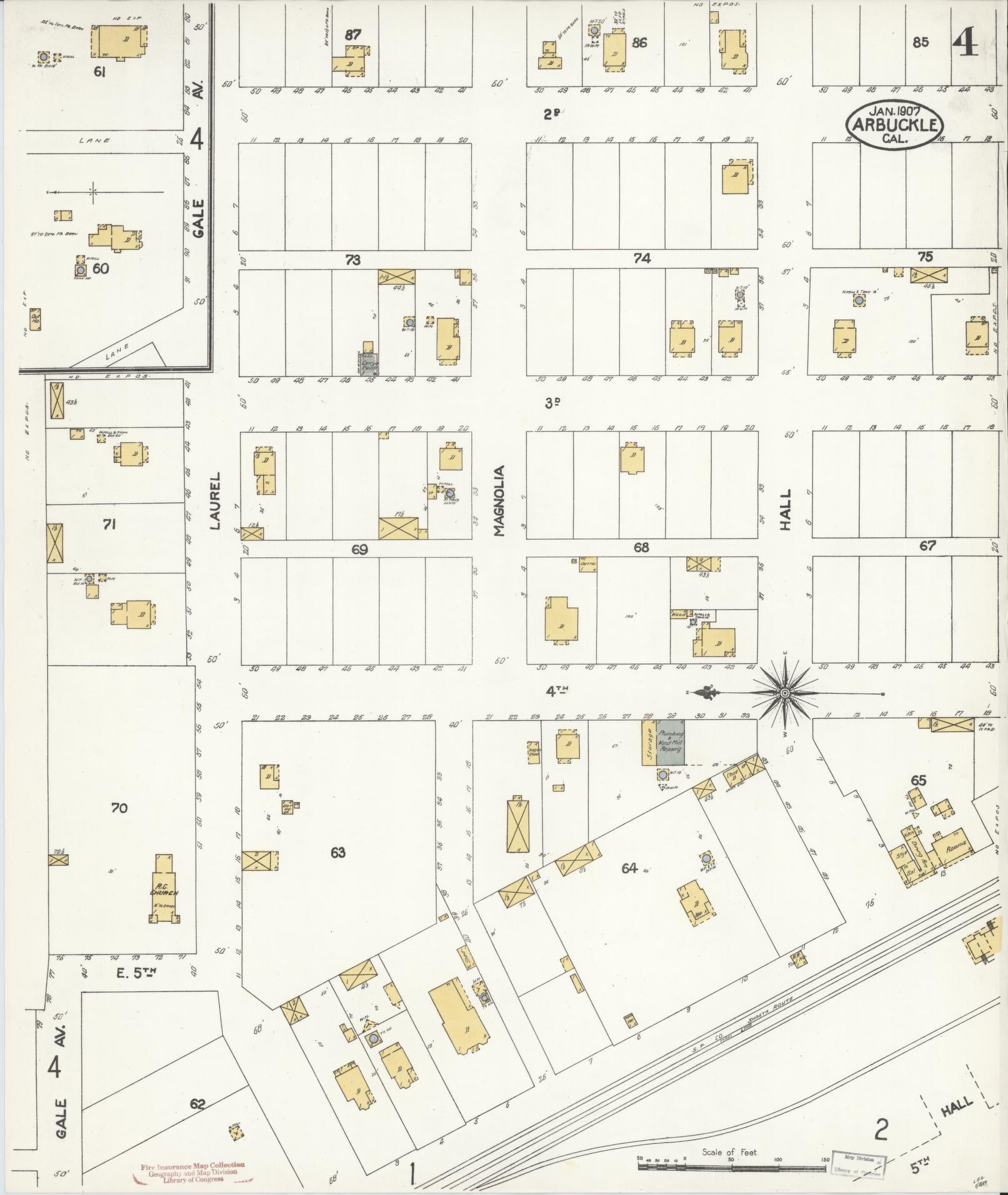 Sanborn Fire Insurance Map from Arbuckle, Colusa County, California (1907), Sheet #0004 - Historic Sanborn Fire Insurance Map Print, vintage old map wall art, antique decor, genealogy gift, California California map