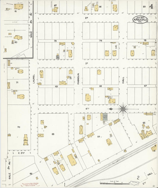 Sanborn Fire Insurance Map from Arbuckle, Colusa County, California (1907), Sheet #0004 - Historic Sanborn Fire Insurance Map Print, vintage old map wall art, antique decor, genealogy gift, California California map