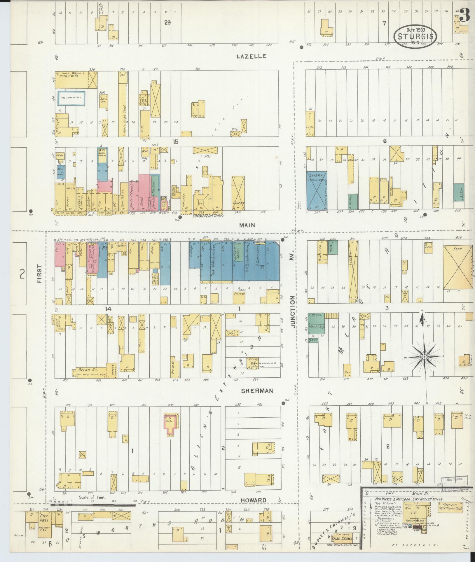 Sanborn Fire Insurance Map from Sturgis, Meade County, South Dakota (1903), Sheet #0003 - Complete Map Set gallery image, historic Sanborn map, vintage wall art, South Dakota South Dakota
