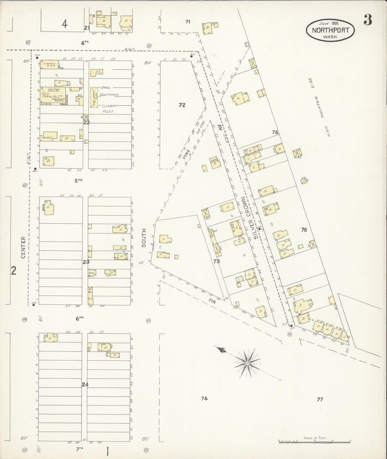 Sanborn Fire Insurance Map from Northport, Stevens County, Washington (1901), Sheet #0003 - Complete Map Set gallery image, historic Sanborn map, vintage wall art, Washington Washington