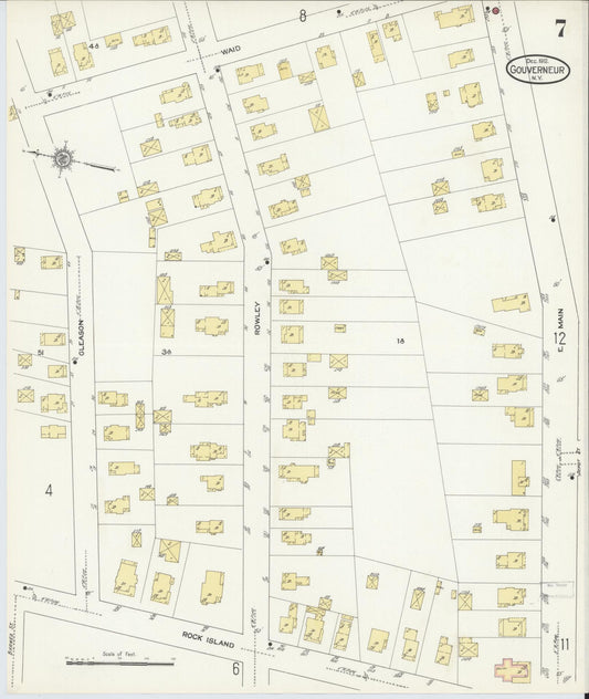 Sanborn Fire Insurance Map from Gouverneur, Saint Lawrence County, New York (1912), Sheet #0007 - Historic Sanborn Fire Insurance Map Print, vintage old map wall art, antique decor, genealogy gift, New York New York map