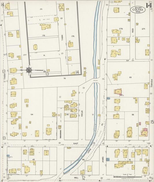 Sanborn Fire Insurance Map from Colfax, Whitman County, Washington (1922), Sheet #0014 - Historic Sanborn Fire Insurance Map Print, vintage old map wall art, antique decor, genealogy gift, Washington Washington map