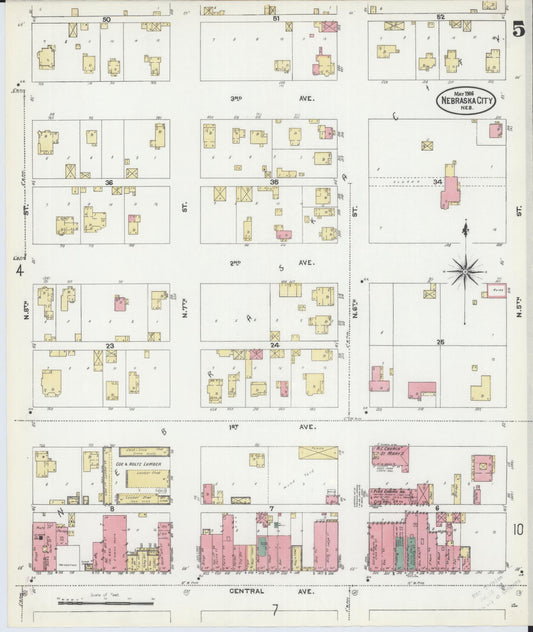 Sanborn Fire Insurance Map from Nebraska City, Otoe County, Nebraska (1906), Sheet #0005 - Historic Sanborn Fire Insurance Map Print, vintage old map wall art, antique decor, genealogy gift, Nebraska Nebraska map
