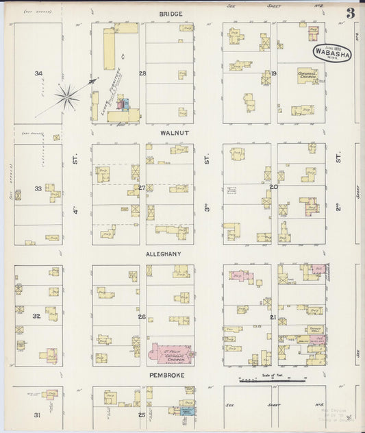 Sanborn Fire Insurance Map from Wabasha, Wabasha County, Minnesota (1890), Sheet #0003 - Historic Sanborn Fire Insurance Map Print, vintage old map wall art, antique decor, genealogy gift, Minnesota Minnesota map