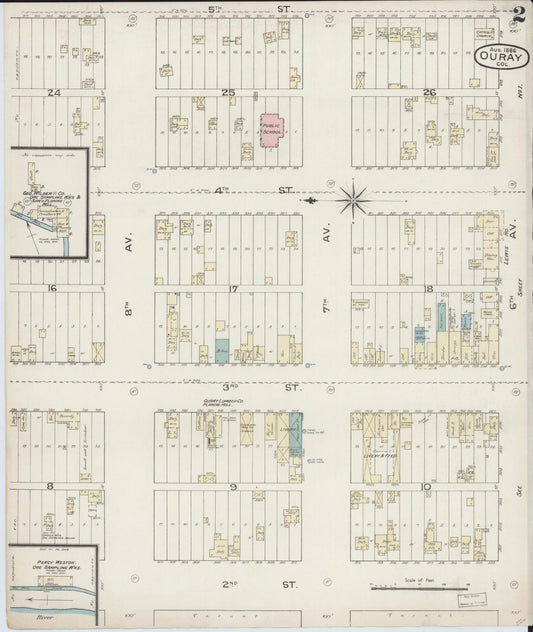 Sanborn Fire Insurance Map from Ouray, Ouray County, Colorado (1886), Sheet #0002 - Historic Sanborn Fire Insurance Map Print, vintage old map wall art, antique decor, genealogy gift, Colorado Colorado map