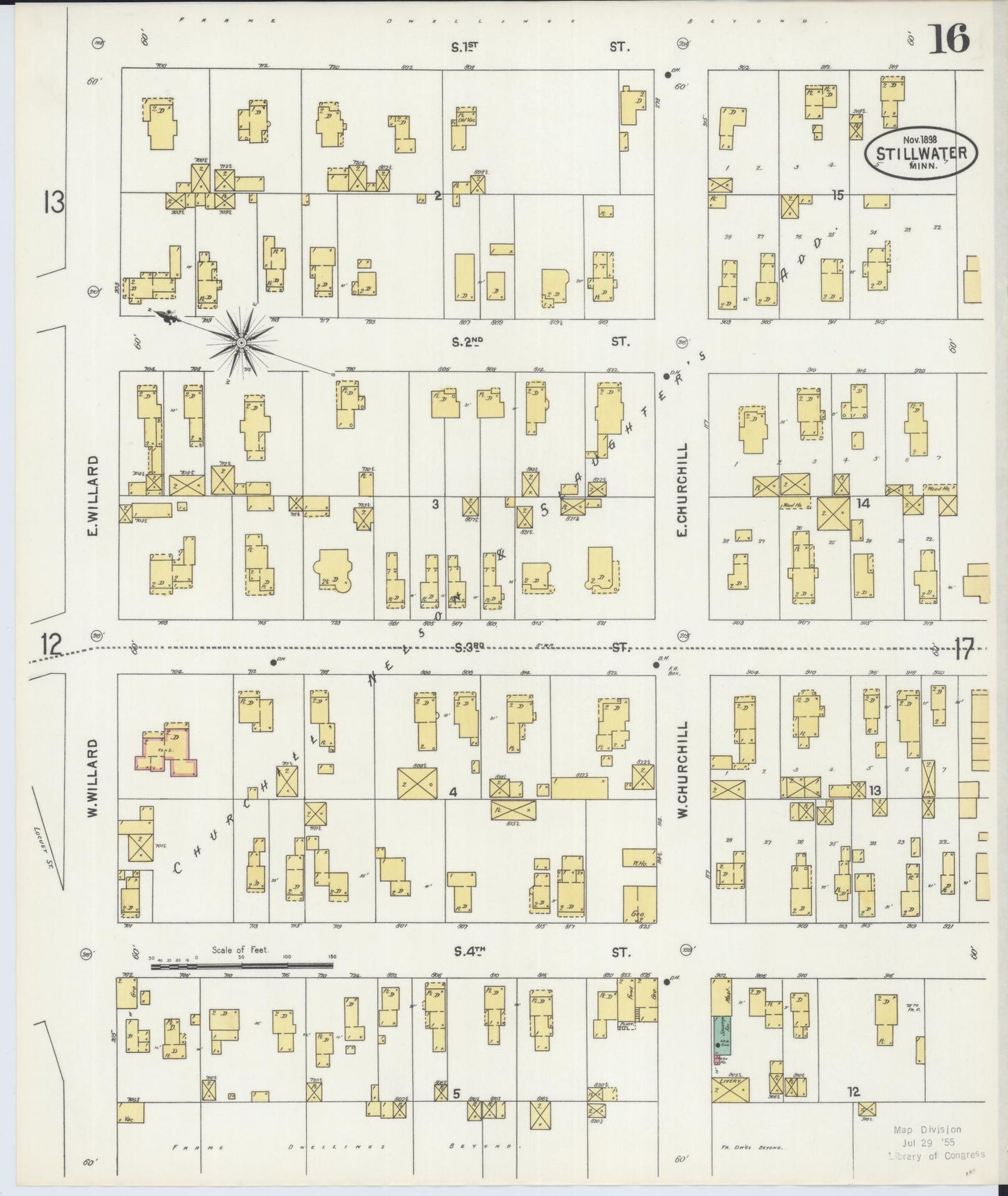 Sanborn Fire Insurance Map from Stillwater, Washington County, Minnesota (1898), Sheet #0016 - Complete Map Set gallery image, historic Sanborn map, vintage wall art, Minnesota Minnesota
