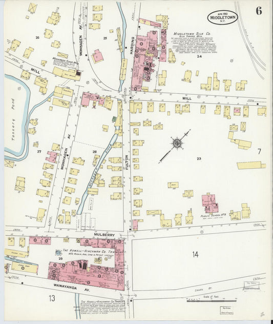 Sanborn Fire Insurance Map from Middletown, Orange County, New York (1910), Sheet #0006 - Historic Sanborn Fire Insurance Map Print, vintage old map wall art, antique decor, genealogy gift, New York New York map