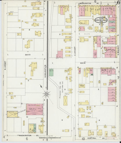 Sanborn Fire Insurance Map from Greenville, Washington County, Mississippi (1896), Sheet #0006 - Complete Map Set gallery image, historic Sanborn map, vintage wall art, Mississippi Mississippi