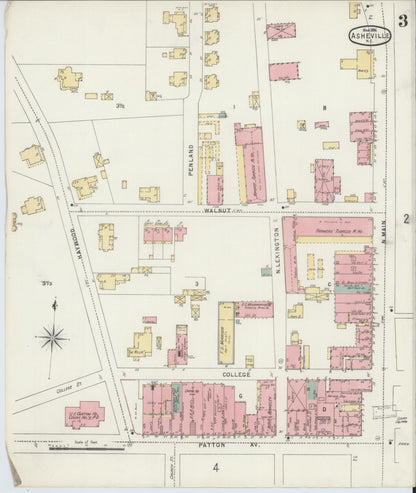 Sanborn Fire Insurance Map from Asheville, Buncombe County, North Carolina (1896), Sheet #0003 - Complete Map Set gallery image, historic Sanborn map, vintage wall art, North Carolina North Carolina