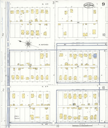 Sanborn Fire Insurance Map from North Yakima, Yakima County, Washington (1909), Sheet #0009 - Complete Map Set gallery image, historic Sanborn map, vintage wall art, Washington Washington