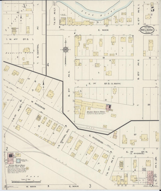 Sanborn Fire Insurance Map from Melrose, Stearns County, Minnesota (1914), Sheet #0005 - Historic Sanborn Fire Insurance Map Print, vintage old map wall art, antique decor, genealogy gift, Minnesota Minnesota map