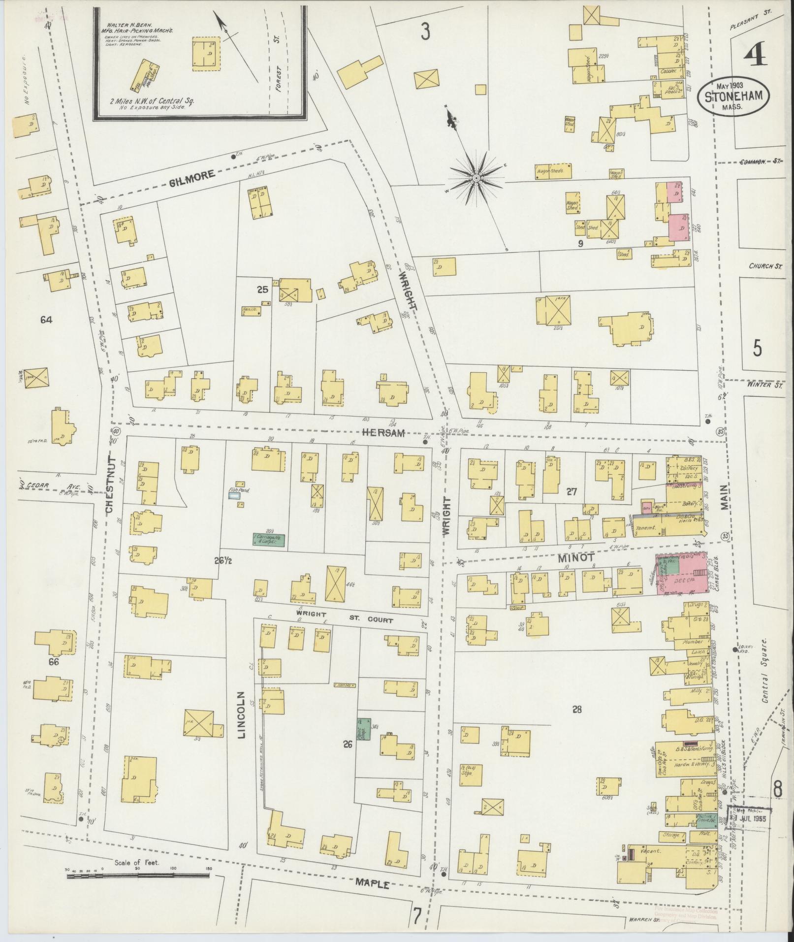 Sanborn Fire Insurance Map from Stoneham, Middlesex County, Massachusetts (1903), Sheet #0004 - Complete Map Set gallery image, historic Sanborn map, vintage wall art, Massachusetts Massachusetts