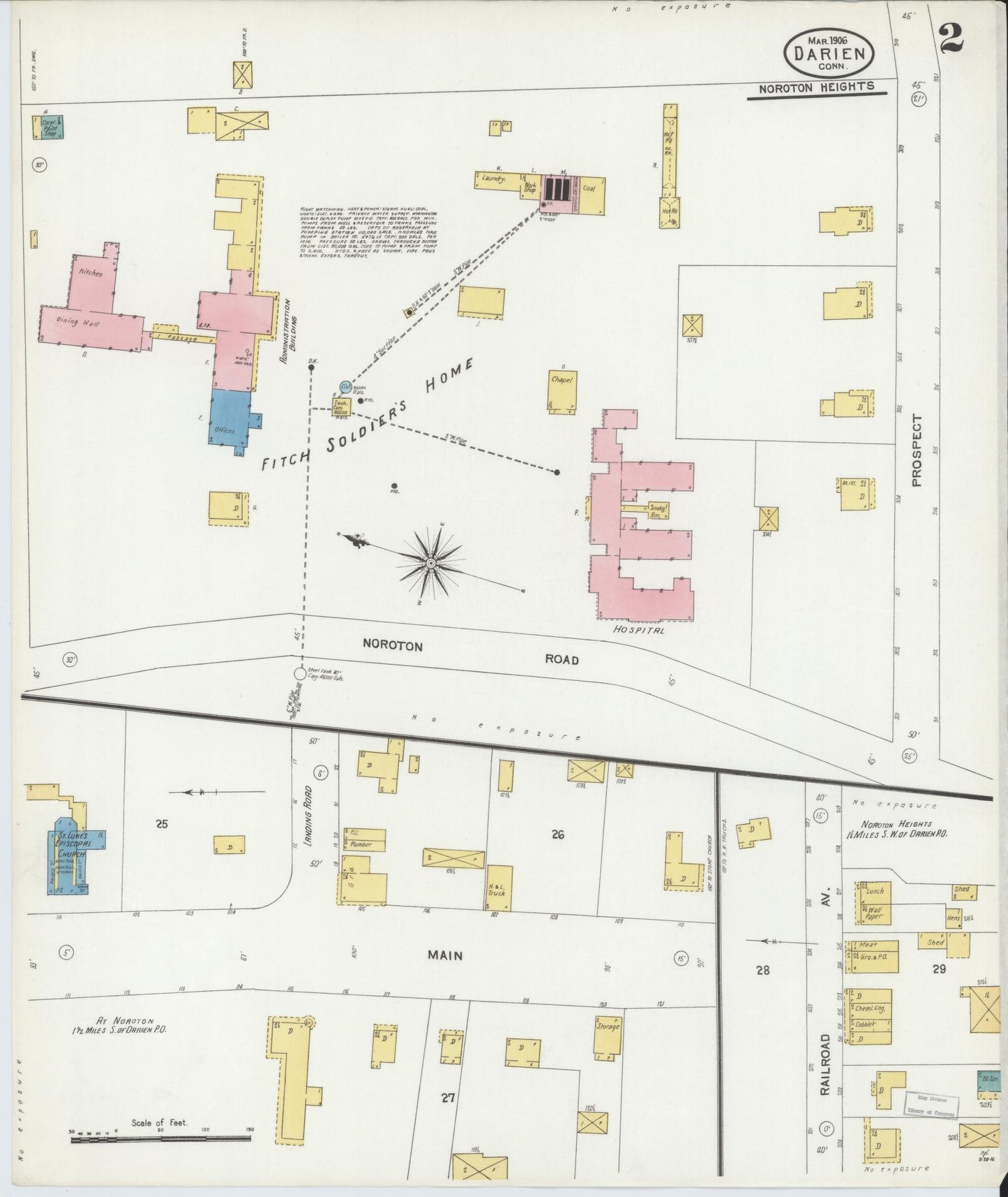 Sanborn Fire Insurance Map from Darien, Fairfield County, Connecticut (1906), Sheet #0002 - Complete Map Set gallery image, historic Sanborn map, vintage wall art, Connecticut Connecticut