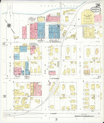 Sanborn Fire Insurance Map from Waterloo, Black Hawk County, Iowa (1910), Sheet #0026 - Historic Sanborn Fire Insurance Map Print, vintage old map wall art