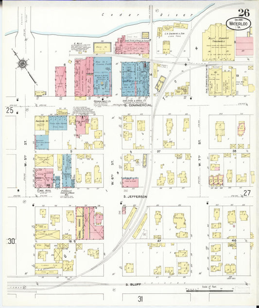 Sanborn Fire Insurance Map from Waterloo, Black Hawk County, Iowa (1910), Sheet #0026 - Historic Sanborn Fire Insurance Map Print, vintage old map wall art