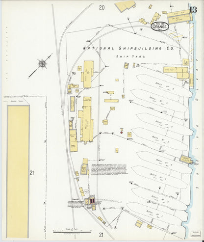 Sanborn Fire Insurance Map from Orange, Orange County, Texas (1919), Sheet #0013 - Complete Map Set gallery image, historic Sanborn map, vintage wall art, Texas Texas
