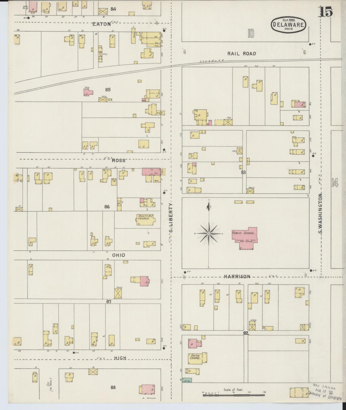 Sanborn Fire Insurance Map from Delaware, Delaware County, Ohio (1895), Sheet #0015 - Complete Map Set gallery image, historic Sanborn map, vintage wall art, Sanborn Fire Insurance Map from Delaware Delaware