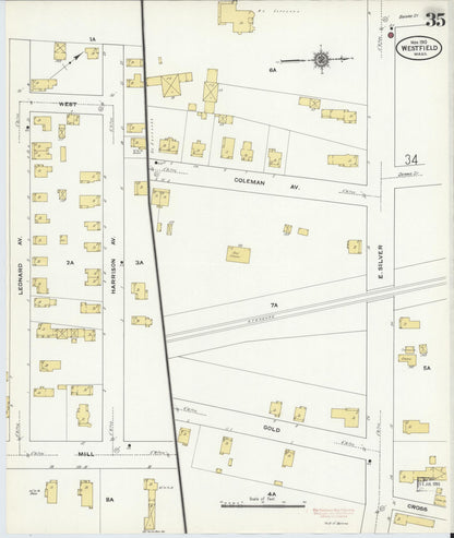 Sanborn Fire Insurance Map from Westfield, Hampden County, Massachusetts (1910), Sheet #0035 - Complete Map Set gallery image, historic Sanborn map, vintage wall art, Massachusetts Massachusetts