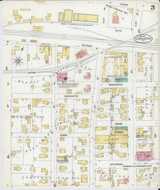 Sanborn Fire Insurance Map from Charleston, Coles County, Illinois (1902), Sheet #0003 - Historic Sanborn Fire Insurance Map Print, vintage old map wall art, antique decor, genealogy gift, Illinois Illinois map