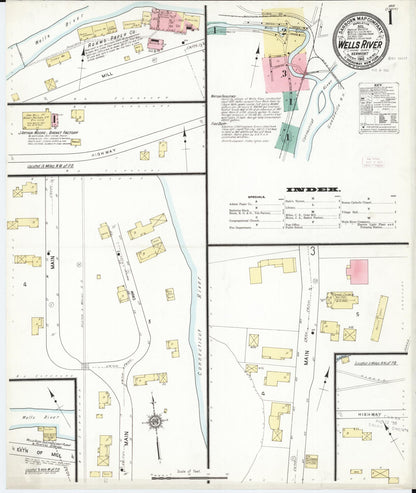 Sanborn Fire Insurance Map from Wells River, Orange County, Vermont (1912), Sheet #0001 - Complete Map Set gallery image, historic Sanborn map, vintage wall art, Vermont Vermont