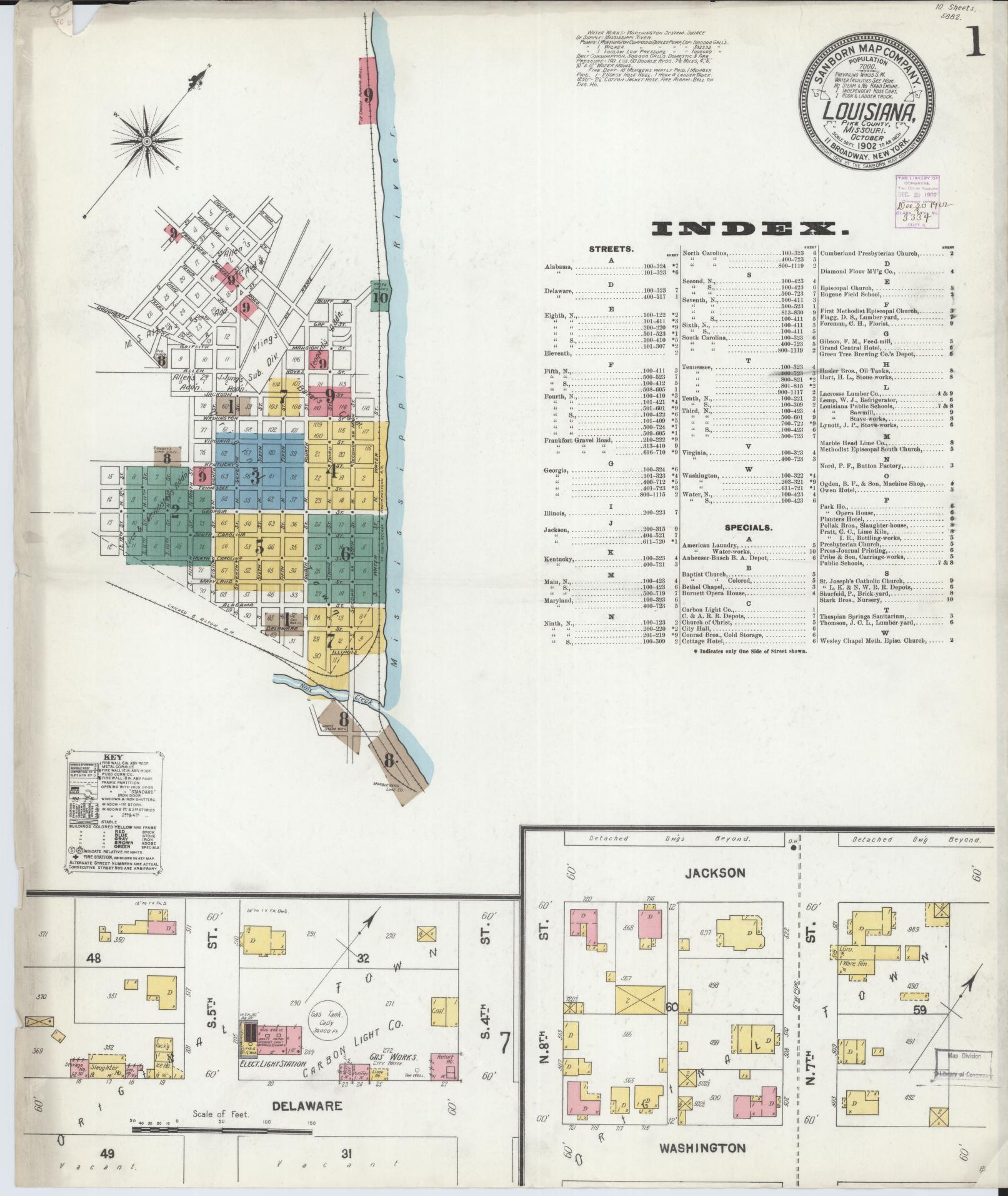 Sanborn Fire Insurance Map from Louisiana, Pike County, Missouri. (1902) – Historic Sanborn Fire Insurance Map Print