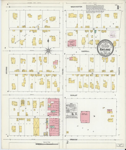 Sanborn Fire Insurance Map from Kentland, Newton County, Indiana (1905), Sheet #0001 - Complete Map Set gallery image, historic Sanborn map, vintage wall art, Indiana Indiana