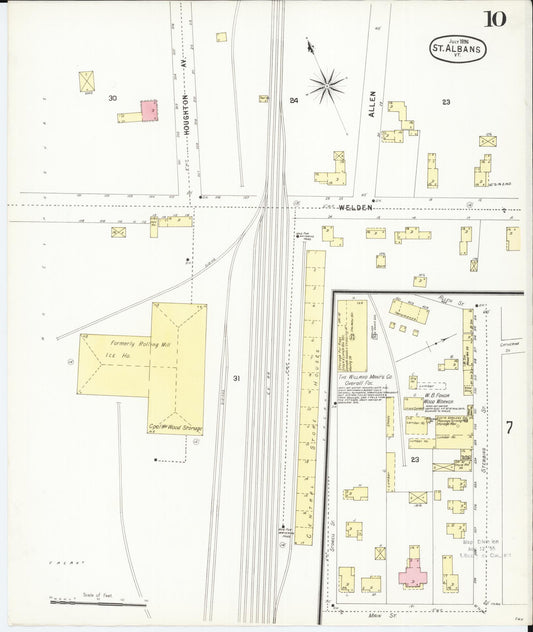Sanborn Fire Insurance Map from Saint Albans, Franklin County, Vermont (1896), Sheet #0010 - Historic Sanborn Fire Insurance Map Print, vintage old map wall art, antique decor, genealogy gift, Vermont Vermont map