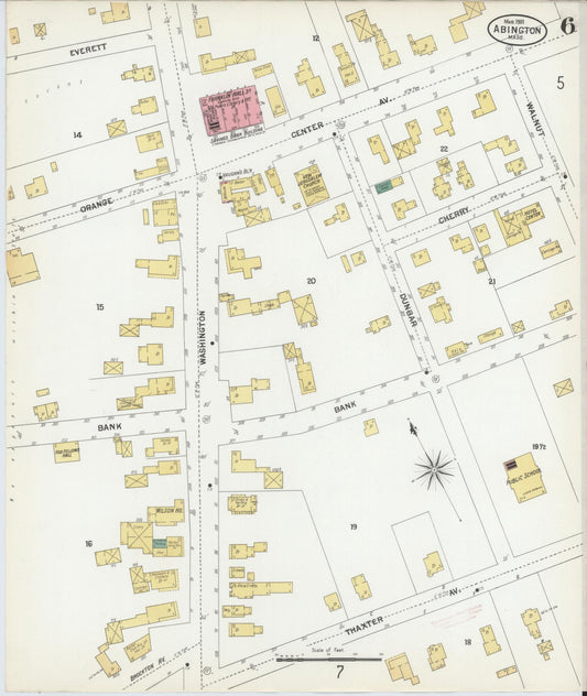 Sanborn Fire Insurance Map from Abington, Plymouth County, Massachusetts (1901), Sheet #0006 - Historic Sanborn Fire Insurance Map Print, vintage old map wall art, antique decor, genealogy gift, Massachusetts Massachusetts map