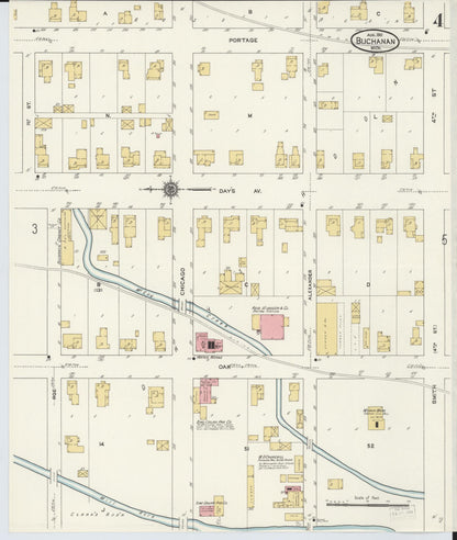 Sanborn Fire Insurance Map from Buchanan, Berrien County, Michigan (1911), Sheet #0004 - Complete Map Set gallery image, historic Sanborn map, vintage wall art, Michigan Michigan