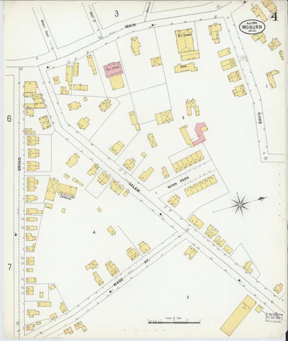 Sanborn Fire Insurance Map from Woburn, Middlesex County, Massachusetts (1899), Sheet #0004 - Complete Map Set gallery image, historic Sanborn map, vintage wall art, Massachusetts Massachusetts