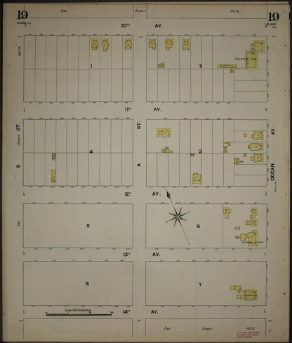 Sanborn Fire Insurance Map from New Jersey Coast, New Jersey Coast, New Jersey (1890), Sheet #0019 - Complete Map Set gallery image, historic Sanborn map, vintage wall art, New Jersey Coast New Jersey