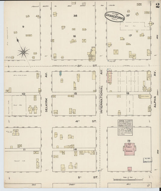 Sanborn Fire Insurance Map from Grand Forks, Grand Forks County, North Dakota (1884), Sheet #0002 - Historic Sanborn Fire Insurance Map Print, vintage old map wall art, antique decor, genealogy gift, North Dakota North Dakota map