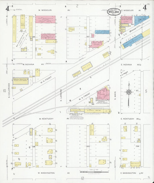 Sanborn Fire Insurance Map from Midland, Midland County, Texas (1929), Sheet #0004 - Historic Sanborn Fire Insurance Map Print, vintage old map wall art, antique decor, genealogy gift, Texas Texas map