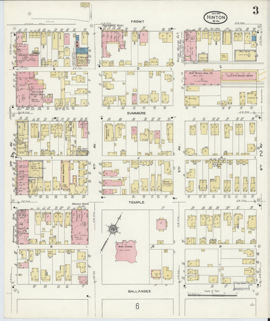 Sanborn Fire Insurance Map from Hinton, Summer County, West Virginia (1910), Sheet #0003 - Historic Sanborn Fire Insurance Map Print, vintage old map wall art, antique decor, genealogy gift, West Virginia West Virginia map