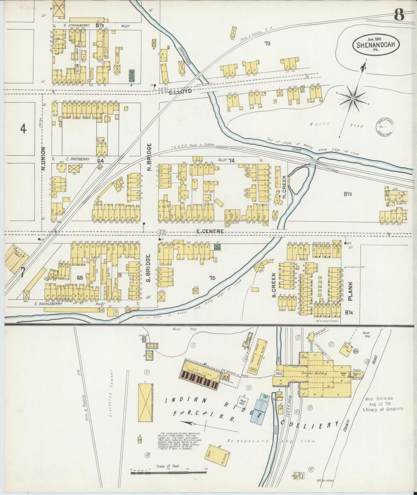 Sanborn Fire Insurance Map from Shenandoah, Schuylkill County, Pennsylvania (1902), Sheet #0008 - Complete Map Set gallery image, historic Sanborn map, vintage wall art, Pennsylvania Pennsylvania