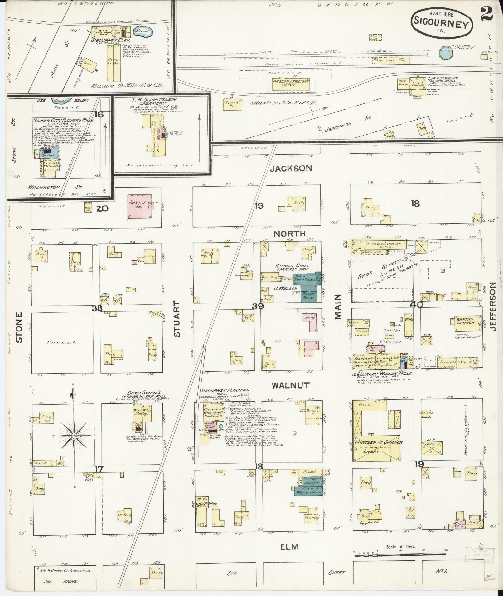 Sanborn Fire Insurance Map from Sigourney, Kiokuk County, Iowa (1888), Sheet #0002 - Historic Sanborn Fire Insurance Map Print