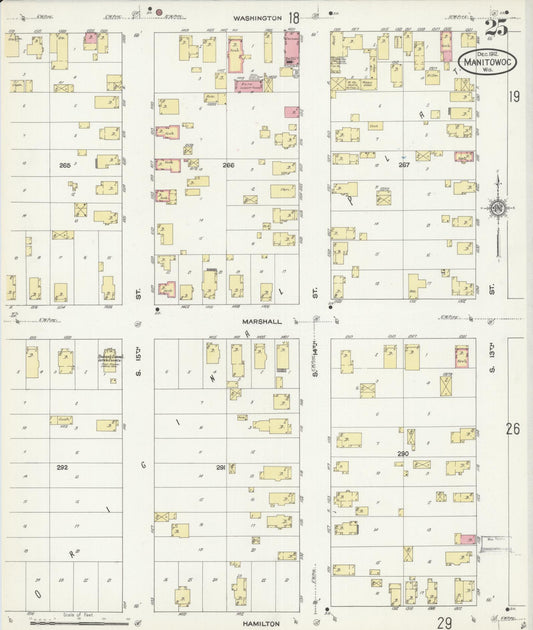 Sanborn Fire Insurance Map from Manitowoc, Manitowoc County, Wisconsin (1912), Sheet #0025 - Historic Sanborn Fire Insurance Map Print, vintage old map wall art, antique decor, genealogy gift, Wisconsin Wisconsin map