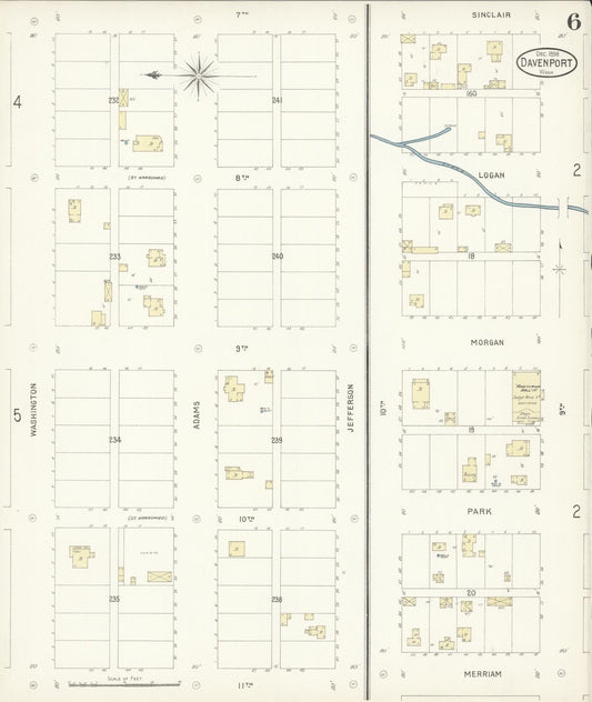 Sanborn Fire Insurance Map from Davenport, Lincoln County, Washington (1898), Sheet #0006 - Historic Sanborn Fire Insurance Map Print, vintage old map wall art, antique decor, genealogy gift, Washington Washington map