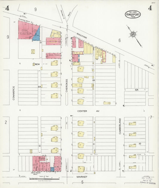 Sanborn Fire Insurance Map from Kingsport, Sullivan County, Tennessee (1925), Sheet #0004 - Historic Sanborn Fire Insurance Map Print, vintage old map wall art, antique decor, genealogy gift, Tennessee Tennessee map