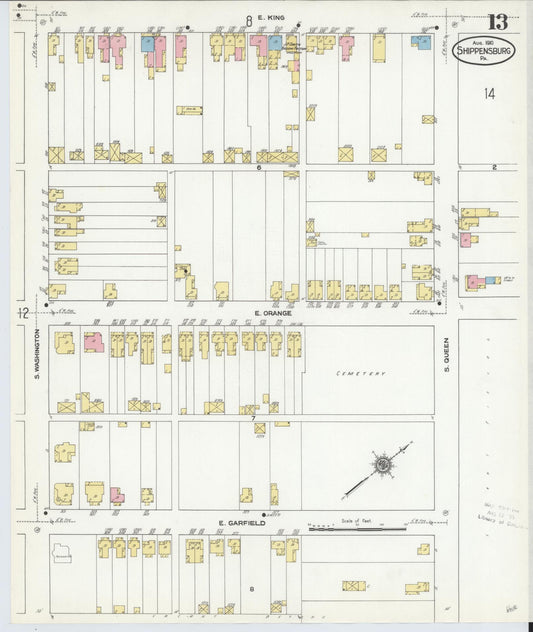 Sanborn Fire Insurance Map from Shippensburg, Cumberland And Franklin Counties, Pennsylvania (1910), Sheet #0013 - Historic Sanborn Fire Insurance Map Print, vintage old map wall art, antique decor, genealogy gift, Counties Pennsylvania map