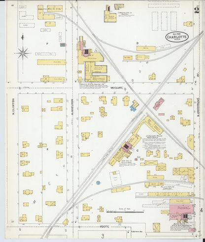 Sanborn Fire Insurance Map from Charlotte, Eaton County, Michigan (1904), Sheet #0002 - Complete Map Set gallery image, historic Sanborn map, vintage wall art, Michigan Michigan