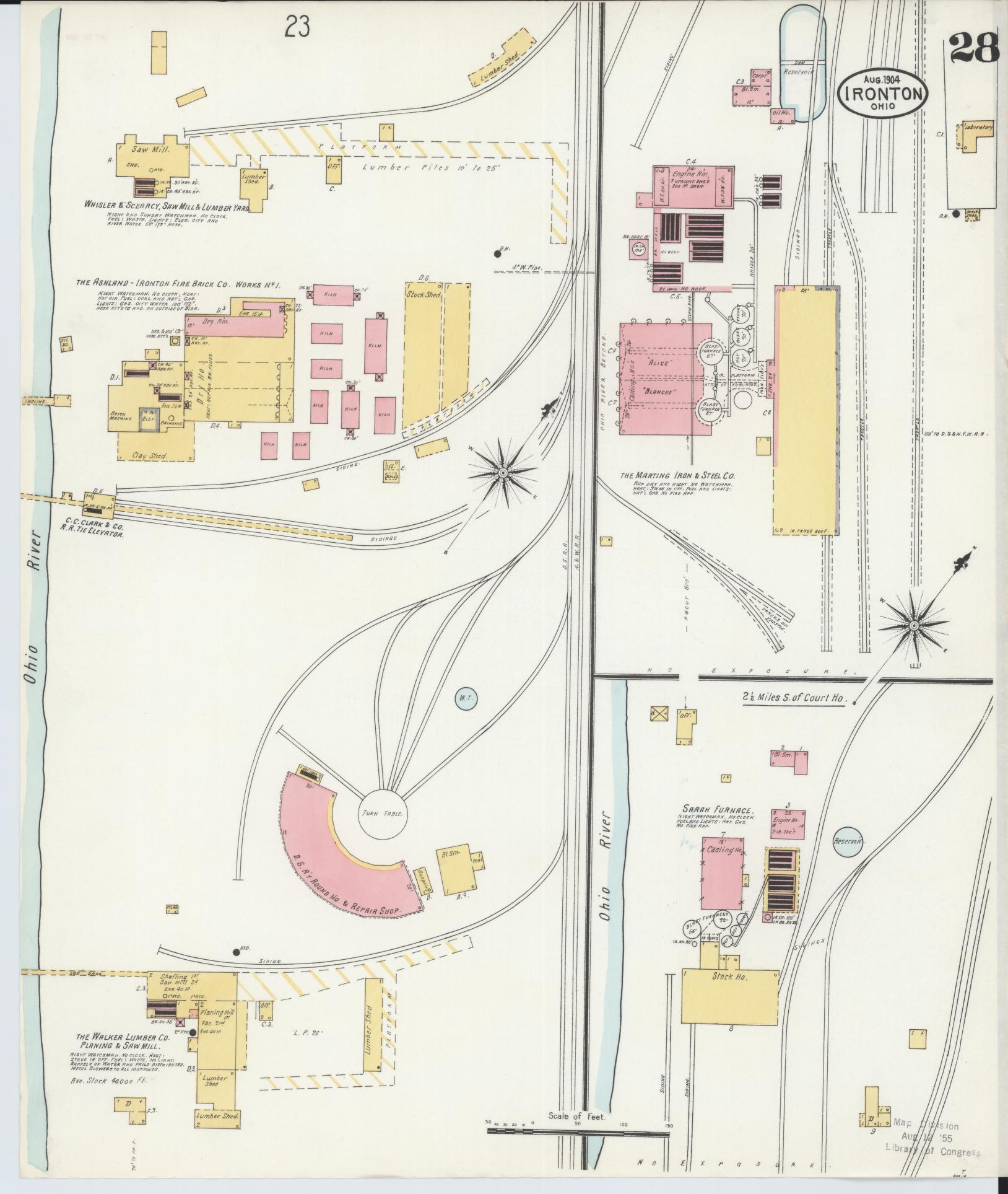 Sanborn Fire Insurance Map from Ironton, Lawrence County, Ohio (1904), Sheet #0028 - Historic Sanborn Fire Insurance Map Print, vintage old map wall art, antique decor, genealogy gift, Ohio Ohio map