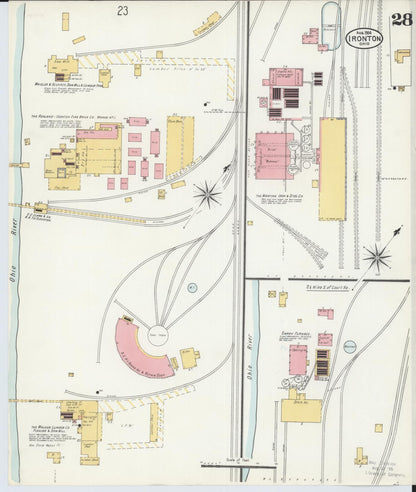 Sanborn Fire Insurance Map from Ironton, Lawrence County, Ohio (1904), Sheet #0028 - Historic Sanborn Fire Insurance Map Print, vintage old map wall art, antique decor, genealogy gift, Ohio Ohio map
