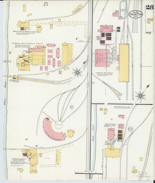 Sanborn Fire Insurance Map from Ironton, Lawrence County, Ohio (1904), Sheet #0028 - Historic Sanborn Fire Insurance Map Print, vintage old map wall art, antique decor, genealogy gift, Ohio Ohio map