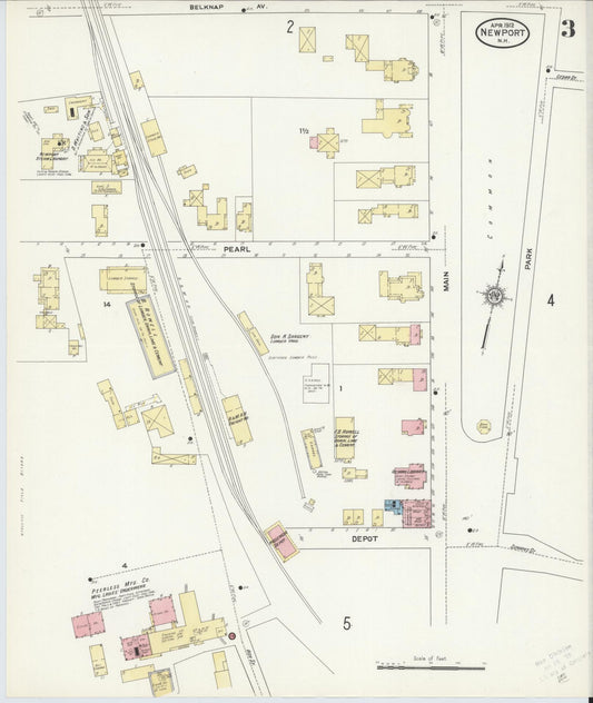 Sanborn Fire Insurance Map from Newport, Sullivan County, New Hampshire (1912), Sheet #0003 - Historic Sanborn Fire Insurance Map Print, vintage old map wall art, antique decor, genealogy gift, New Hampshire New Hampshire map