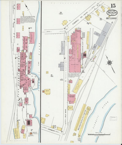 Sanborn Fire Insurance Map from Beacon, Dutchess County, New York (1919), Sheet #0015 - Historic Sanborn Fire Insurance Map Print, vintage old map wall art, antique decor, genealogy gift, New York New York map