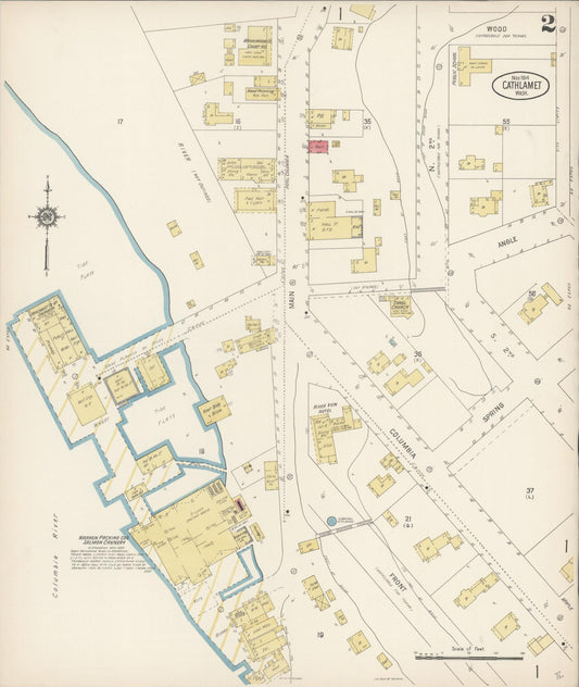 Sanborn Fire Insurance Map from Cathlamet, Wahkiakum County, Washington (1914), Sheet #0002 - Historic Sanborn Fire Insurance Map Print, vintage old map wall art, antique decor, genealogy gift, Washington Washington map