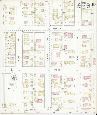 Sanborn Fire Insurance Map from Burlington, Des Moines County, Iowa (1892), Sheet #0018 - Historic Sanborn Fire Insurance Map Print